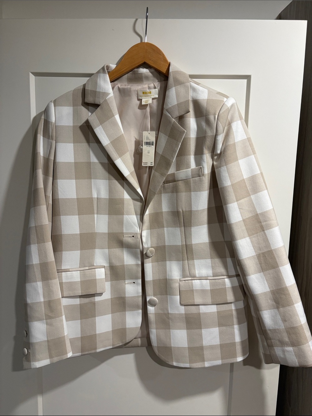 Maeve Anthropologie NWT gingham blazer XS